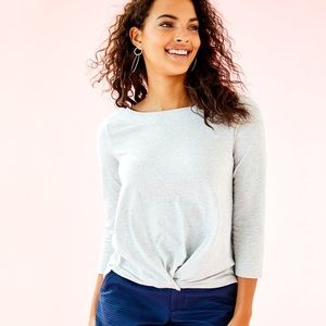 Lilly Pulitzer Maci Top Gray Knot Tie Front S